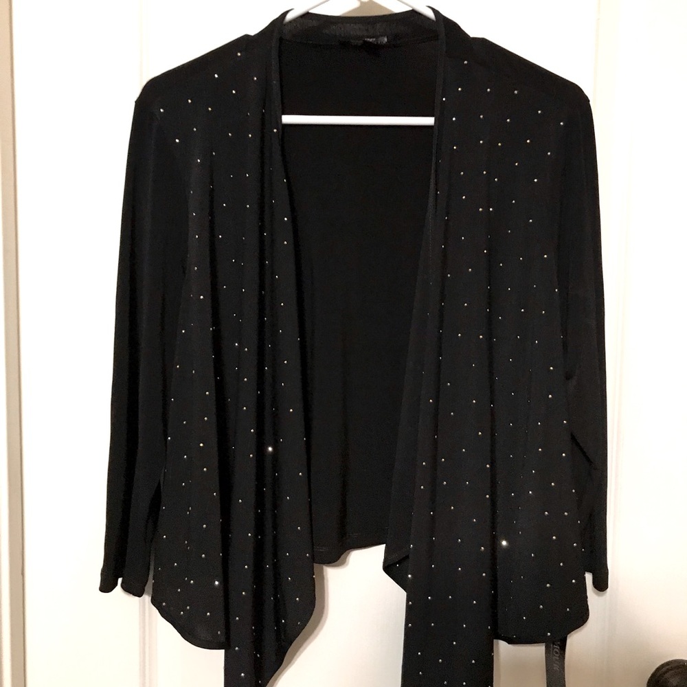 Glamour shrug Black overblouse with rhinestones, 1X
